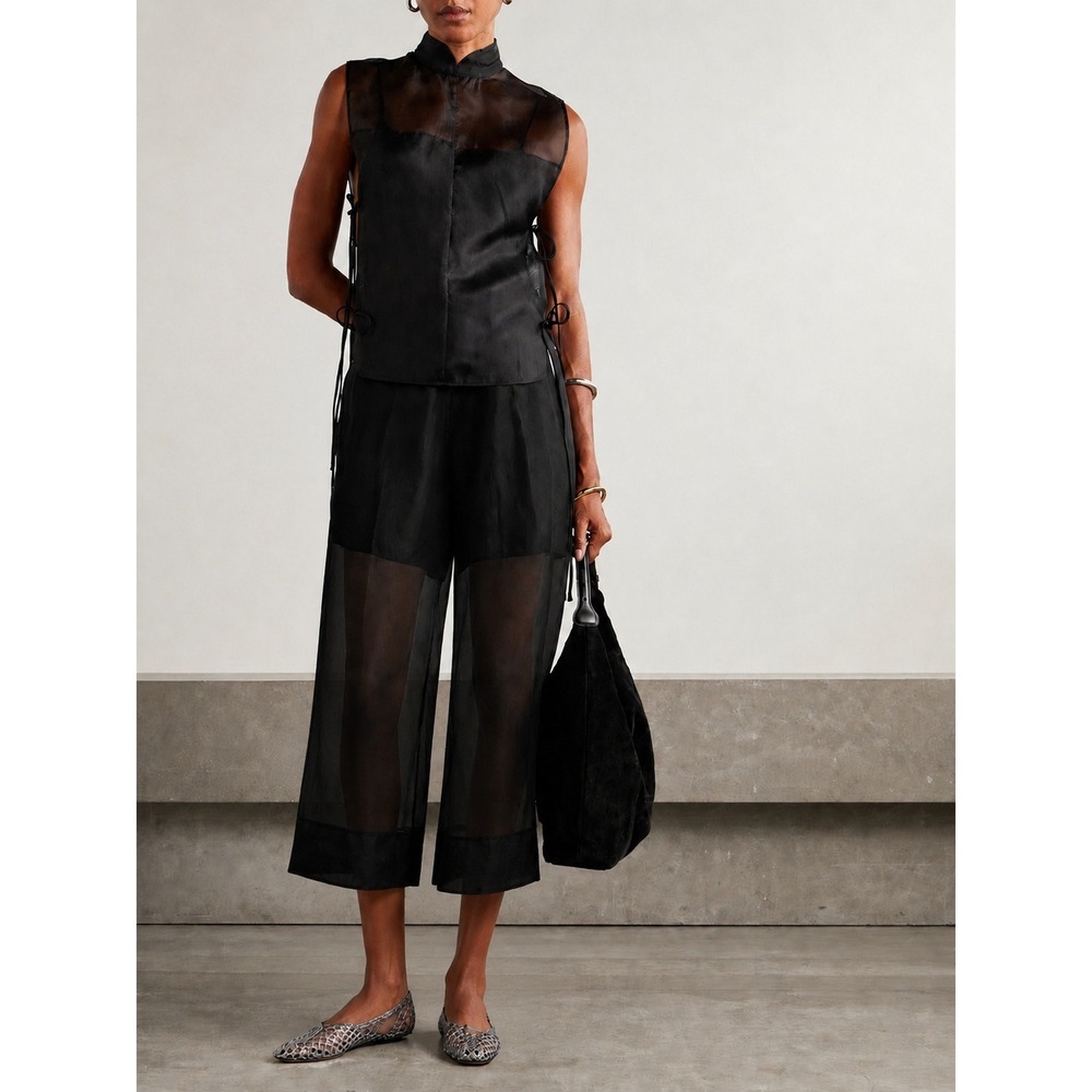 Cushnie Sheer Silk Organza Culotte Trousers
